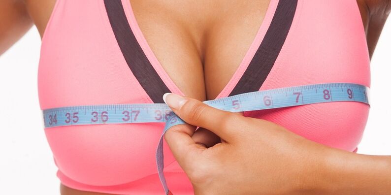 matuojant krūtinės dydį po padidėjimo